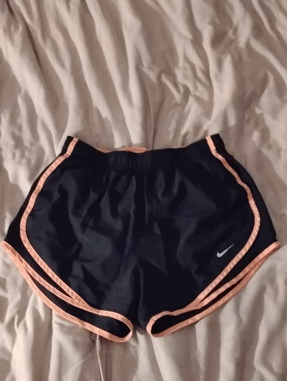 Nike Women's Black Shorts with Light Peach Trim